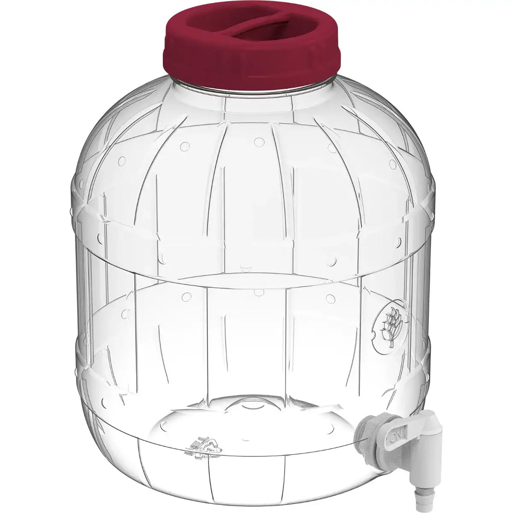 8 litre multifunctional jar with small tap for fermenting, made of shatterproof plastic, ideal for home brewing.