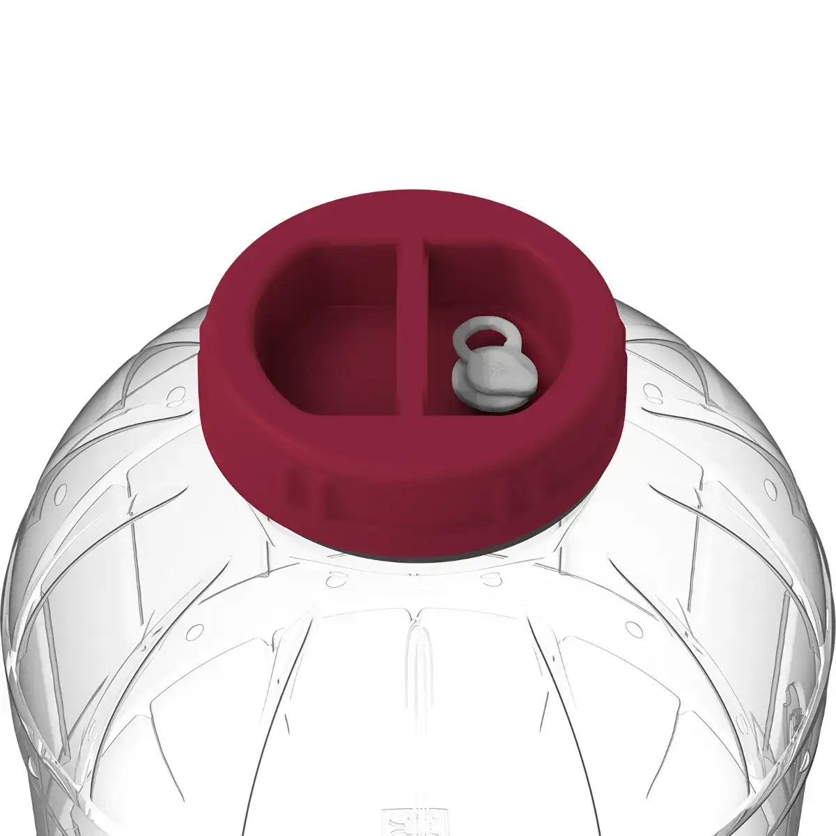 Top view of multifunctional 8 litre jar with maroon tap lid and secure opening for easy access.