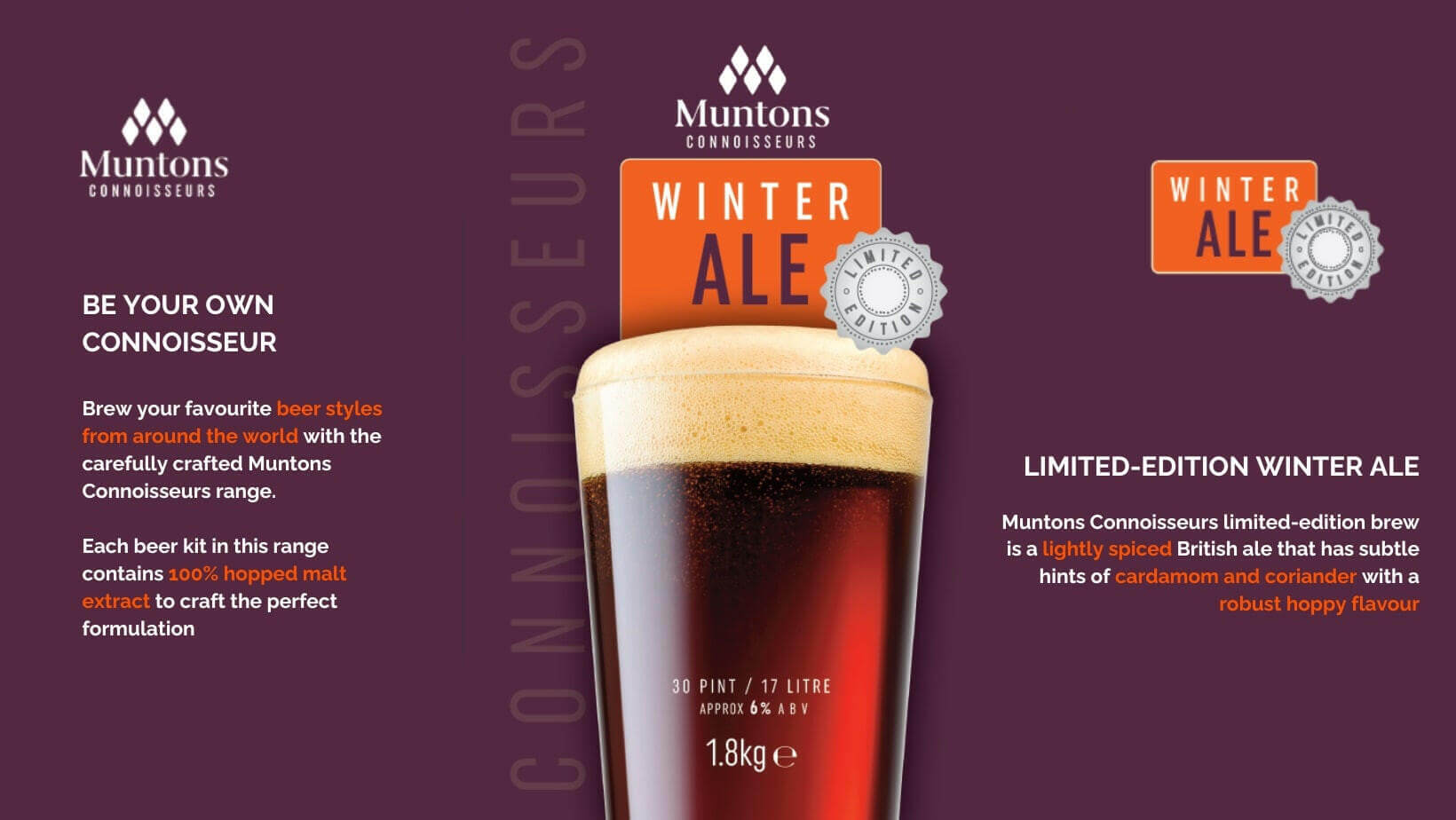 Winter Ale Beer Kit | Muntons Connoisseur | The Home Brew Shop | 1747
