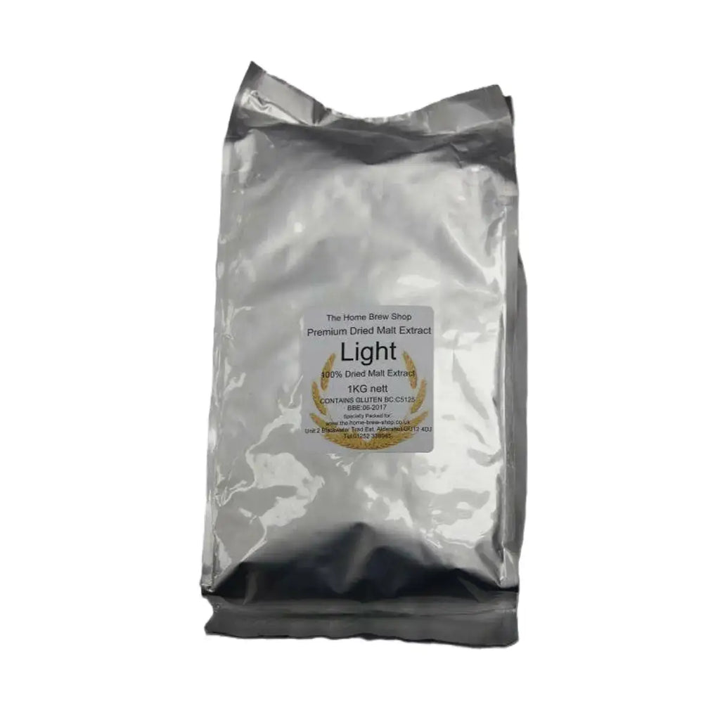Super Malt Extract 1kg Light Dried Malt Extract packaging, premium dried malt for brewing and yeast starters.