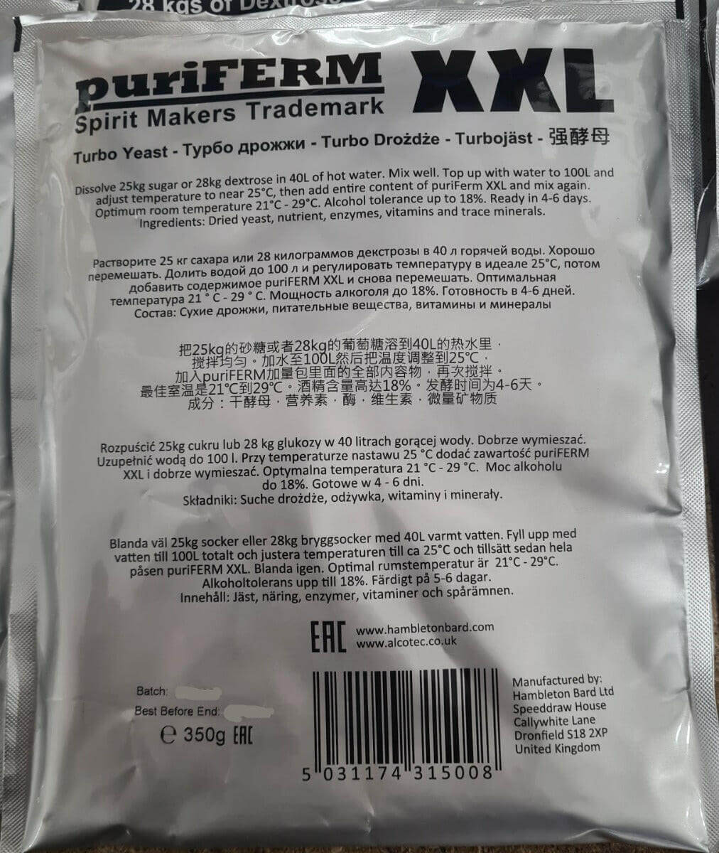 puriFERM 100 Litre XXLTurbo Yeast | The Home Brew Shop | 31500