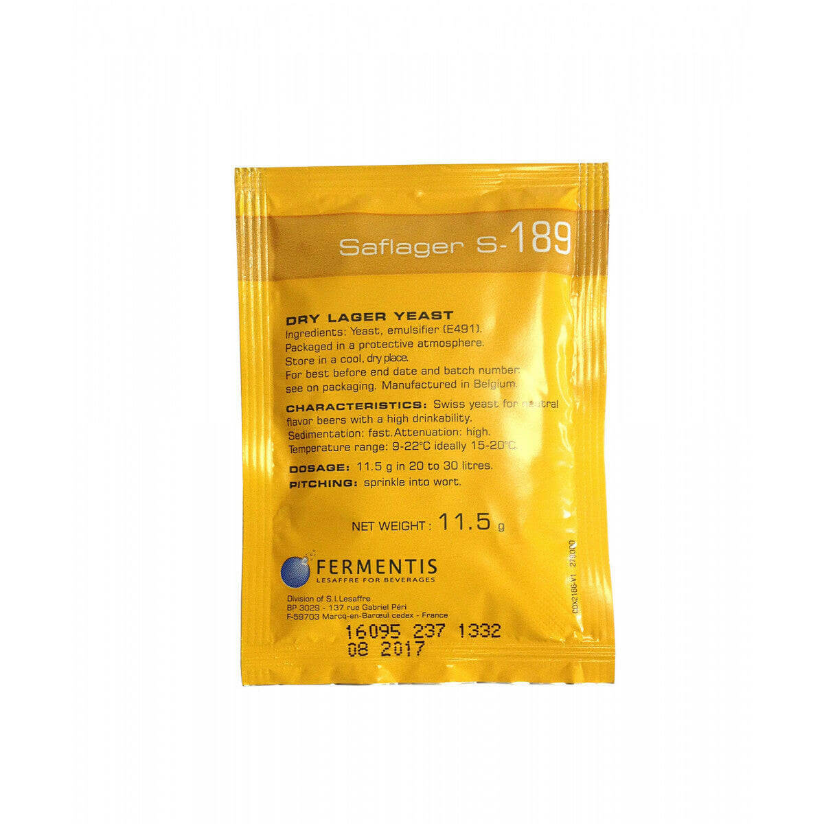 SafLager™ S-189 Dry Lager Yeast 11.5g Best Before 11/26 | The Home Brew Shop | 40725