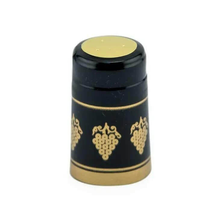 Shrink Capsules Black With Gold Grapes x100 | The Home Brew Shop | ABC33001