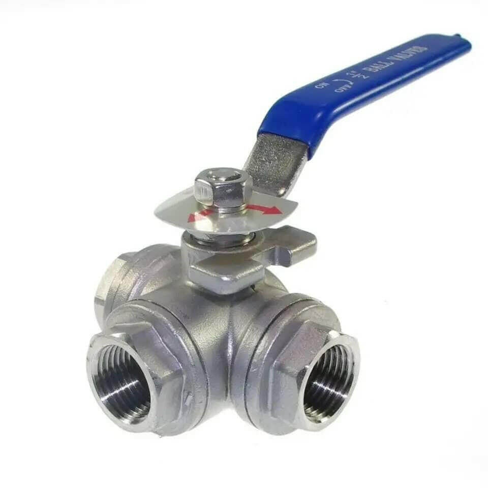 Three Way Ball Valve Stainless Steel | The Home Brew Shop | 66899