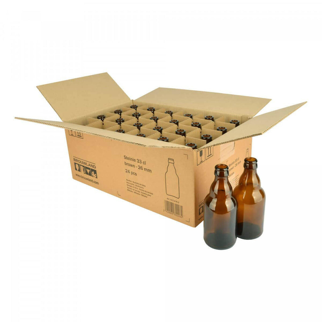 Beer Bottles 330ml Steinie x 24 GLASS | The Home Brew Shop | 0174615-0041517