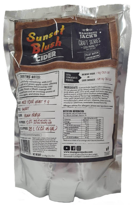 Sunset Blush Cider - Mangrove Jacks | The Home Brew Shop | 10880