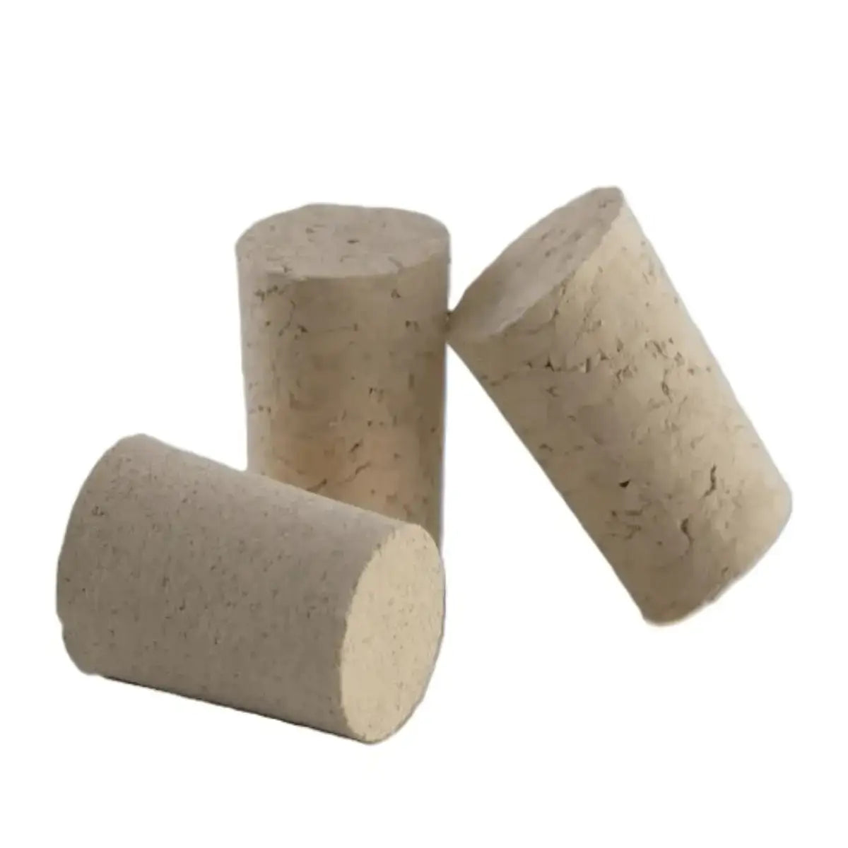 Tapered corks - 100 pack, three corks showing conical shape, ideal for home brewing and sealing bottles.