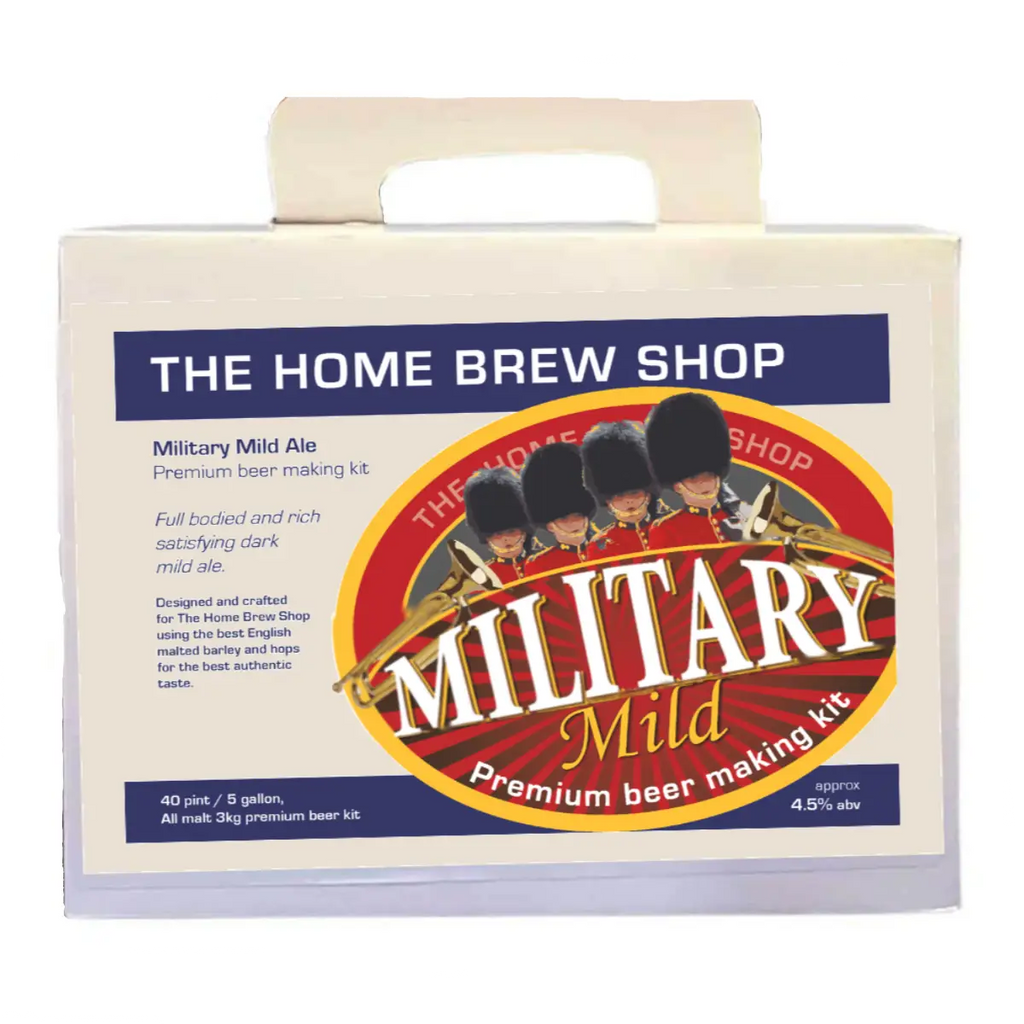 Military Mild Beer Kit for home brewing, full-bodied dark mild ale, makes 40 pints, 4.5% ABV.