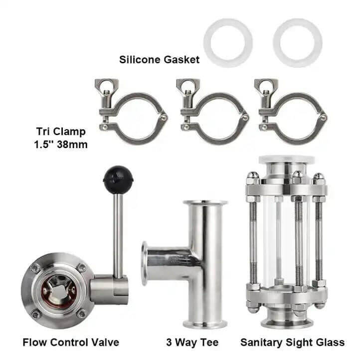 Tri Clamp Sight Glass with a Butterfly Valve and Fittings | The Home Brew Shop | 75609