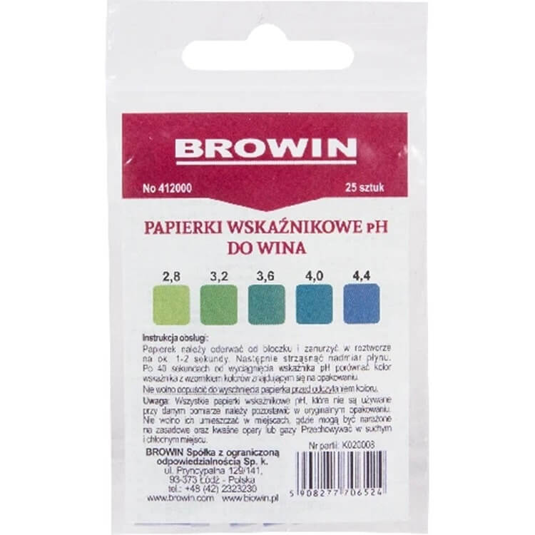 Wine PH Test Strips 2.8-4.4 x 25 pack - Browin | The Home Brew Shop | 412000